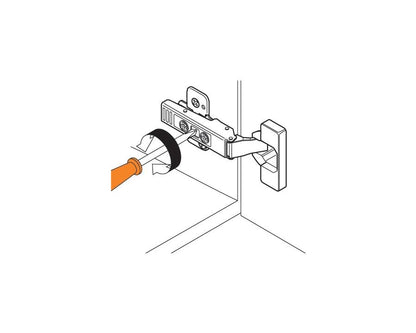 Blum CLIP Standard Hinge 100 Degree. Full Overlay. Boss: Knock-In 71M2580