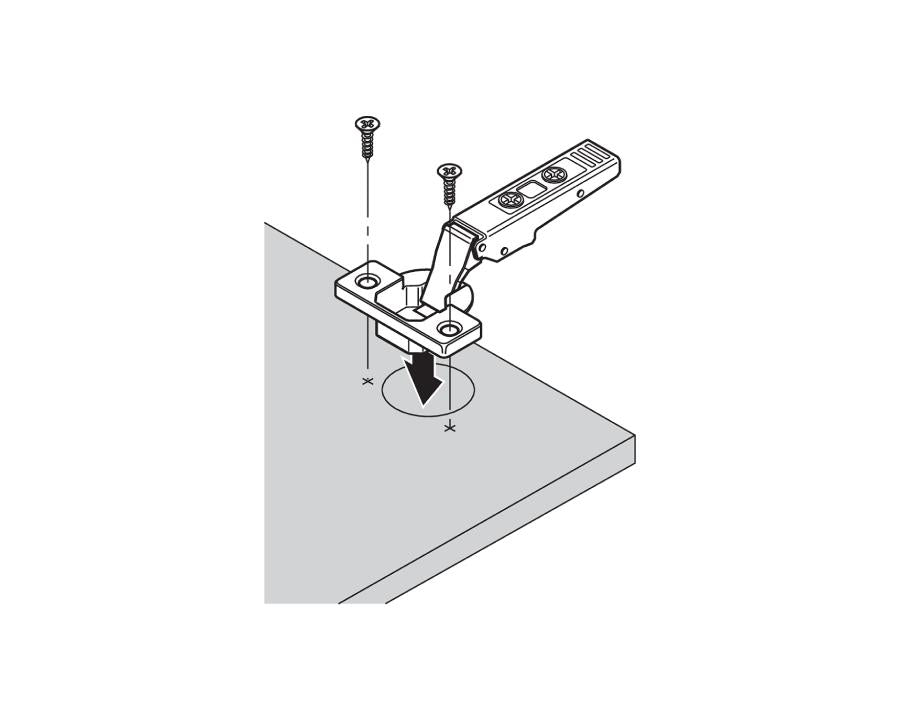 Blum CLIP top Wide Angle Hinge 170 Degree. Half Overlay. Boss: Screw-On 71T6650