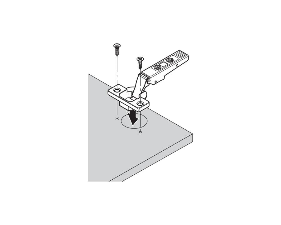 Blum CLIP top Profile Door Hinge 95 Degree. Full Overlay. Boss: Screw-On 71T9550