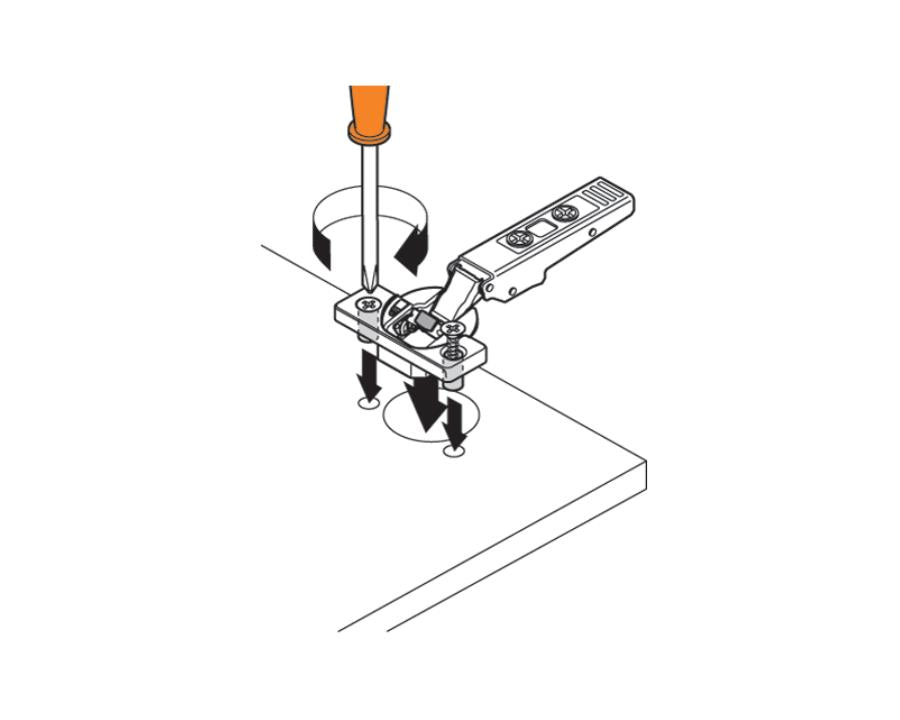 Blum CLIP top BLUMOTION Profile Door Soft Close Hinge 95 Degree. Full Overlay. Boss: EXPANDO 71B958E