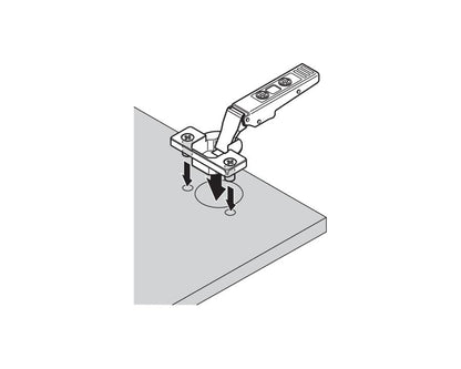 Blum CLIP top Standard Hinge 107 Degree. Half Overlay. Boss: Knock-In 75T1680