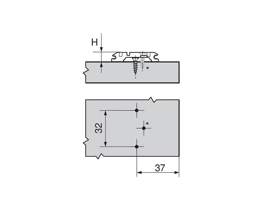 Blum CLIP Mounting Plate 0mm No Lugs 173L6100