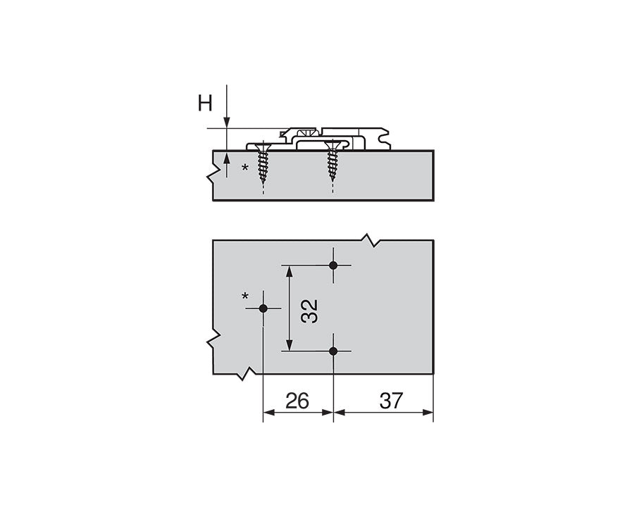 Blum CLIP Mounting Plate, 2 Part 18mm. 175H7190.22