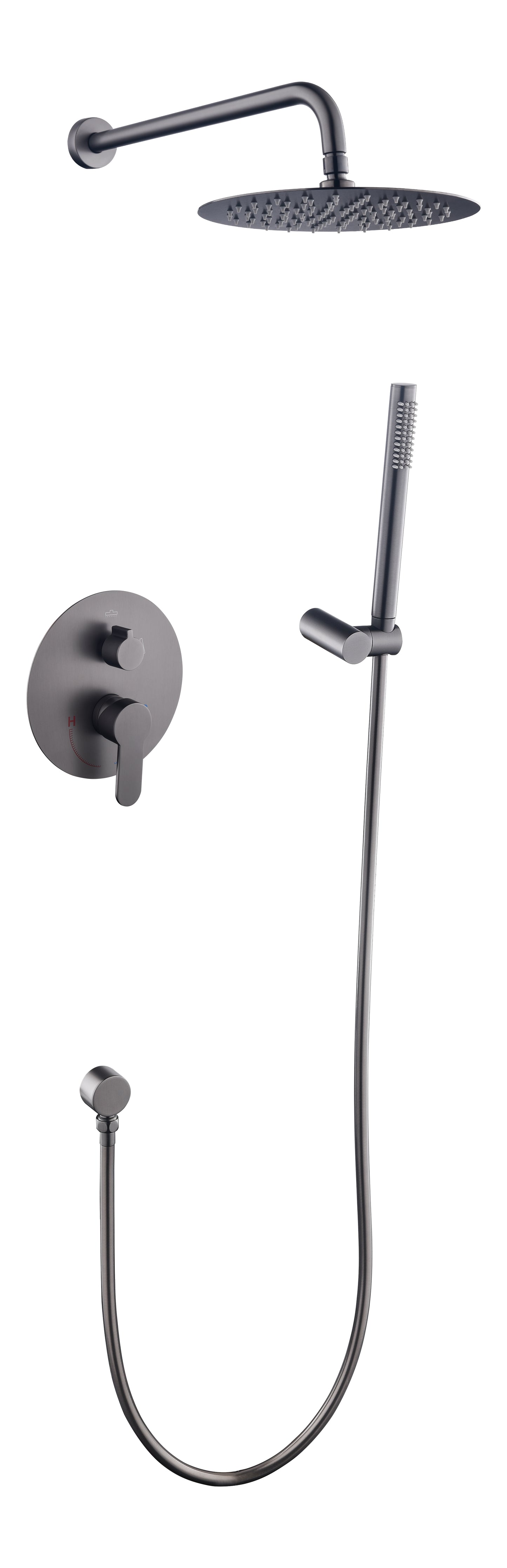 Imperial Round Shape Concealed Shower Mixer with Shower Head | Gunmetal Grey