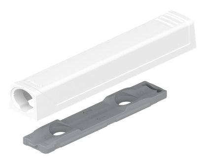 Blum TIP-ON Slimline Adapter Plate for doors, long version, 79mm, Silk White 38mm. 956A1201