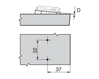 Blum Angled Spacer, Cruciform, +5 Degrees, Screw-On Version, Spacer Thickness: 0.8mm 171A5010