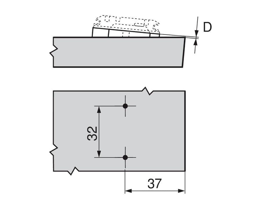 Blum Angled Spacer, Cruciform, +5 Degrees, Screw-On Version, Spacer Thickness: 0.8mm 171A5010