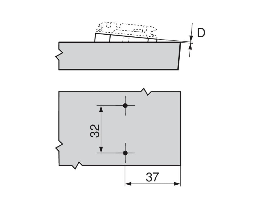 Blum Angled Spacer, Cruciform, +5 Degrees, Screw-On Version, Spacer Thickness: 3mm 171A5040