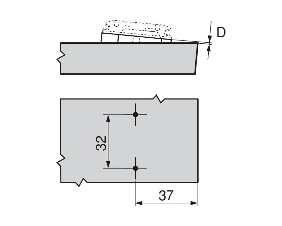 Blum Angled Spacer, Cruciform, +5 Degrees, Screw-On Version, Spacer Thickness: 6mm 171A5070