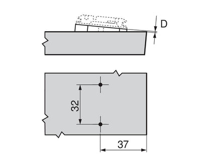 Blum Angled Spacer, Cruciform, +5 Degrees, Screw-On Version, Spacer Thickness: 6mm 171A5070