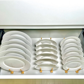 Bamboo Dish & Pot Lid Rack – 5 Grid