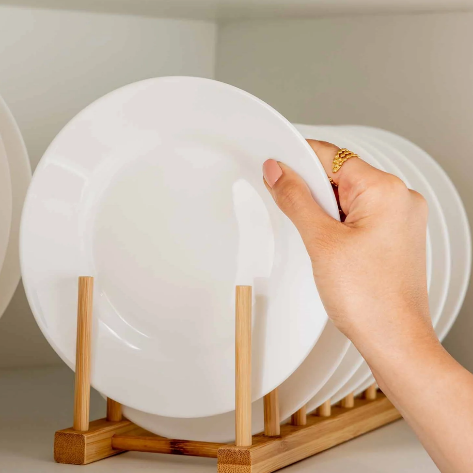 Bamboo Dish & Pot Lid Rack – 5 Grid