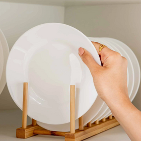 Bamboo Dish & Pot Lid Rack – 5 Grid