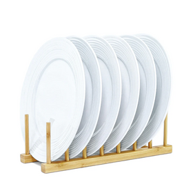 Bamboo Dish & Pot Lid Rack – 5 Grid