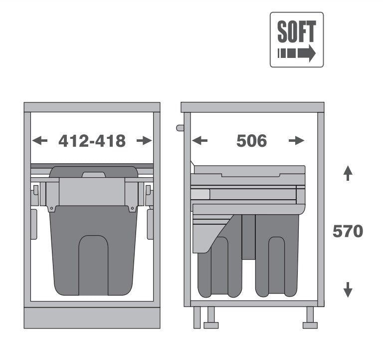 Pull out bin - 450mm cabinet