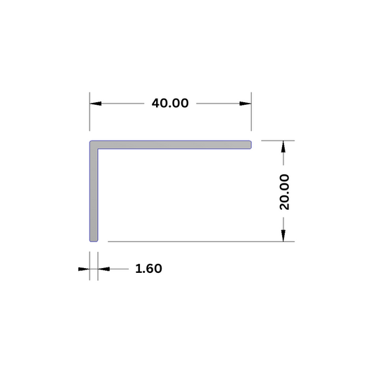 Black 40mm x 20mm Aluminium Angle