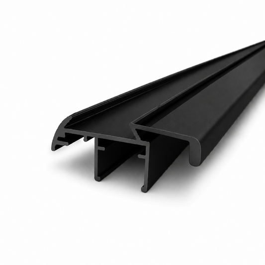 Black semi frameless wardrobe sliding door grip style aluminium profile for wardrobe door frame installation and smooth sliding system performance