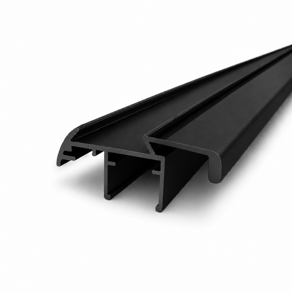 Black semi frameless wardrobe sliding door grip style aluminium profile for wardrobe door frame installation and smooth sliding system performance