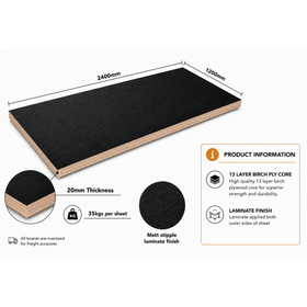 20mm | Black Laminated Birch Plywood | 2400mm x 1200mm