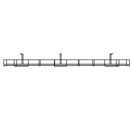 1550mm black cable management tray and wire basket for organising and concealing desk cables