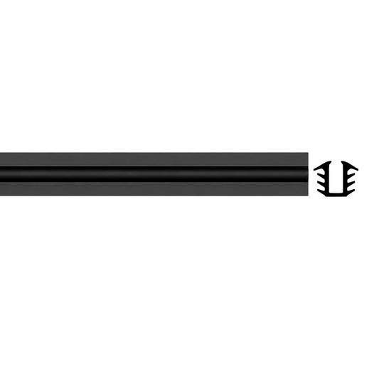 Black 4mm glazing rubber for securing wardrobe glass panels