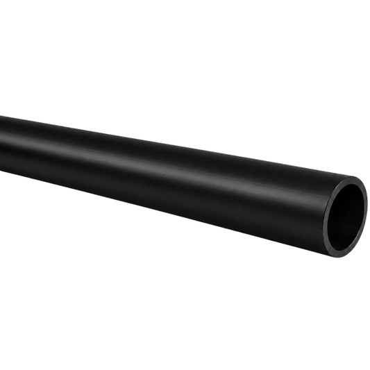 Black aluminium round wardrobe hanging rail 25mm x 2.9m for wardrobes and closets, durable clothes rail with a sleek powder-coated finish for organised clothing storage