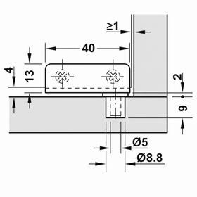 Simplex-Inset Glass Door Hinge | Black