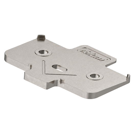 Blum 5° angled cruciform spacer plate with 6mm thickness for screw-on cabinet hinge installation