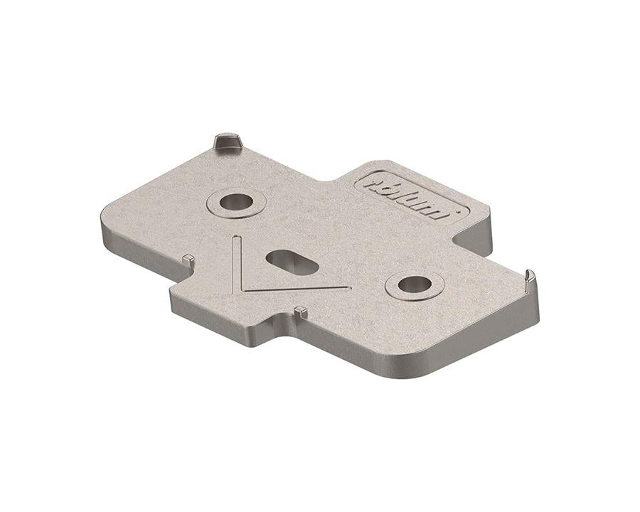 Blum 171A5040 +5° angled spacer cruciform zinc with nickel‑plated finish, 3 mm screw‑on hinge adjustment spacer