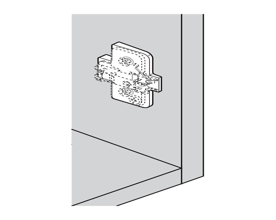 Blum 171A5040 +5° angled spacer cruciform zinc with nickel‑plated finish, 3 mm screw‑on hinge adjustment spacer