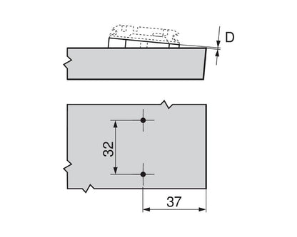 Blum 171A5040 +5° angled spacer cruciform zinc with nickel‑plated finish, 3 mm screw‑on hinge adjustment spacer