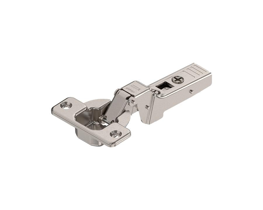Blum CLIP top BLUMOTION 95° half overlay hinge 71B9650 with screw‑on boss, nickel‑plated concealed cabinet hinge hardware