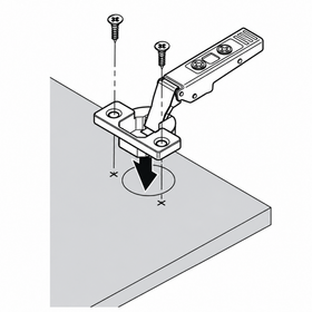 Blum CLIP top Standard Hinge 107 Degree. Full Overlay. Boss: Screw-On by W&B