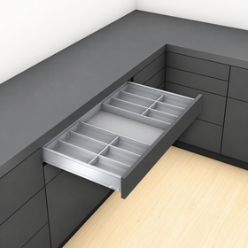 Blum AMBIA-LINE Soft Touch Silk White, Grey insert Size: 450mm AMS450S by W&B
