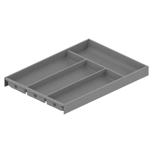 Blum AMBIA-LINE 500mm Soft Touch cutlery insert in Indium Grey for organised LEGRABOX and MERIVOBOX drawers