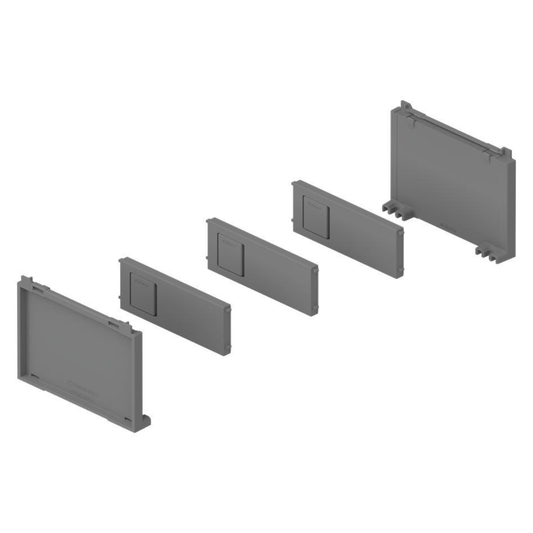 Blum AMBIA-LINE 100 mm Indium Grey bottle set for drawer organisation with adapters and cross dividers – ZC7B0100S