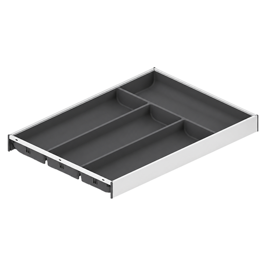 Blum AMBIA-LINE Silk White 450mm cutlery drawer insert with 4 compartments
