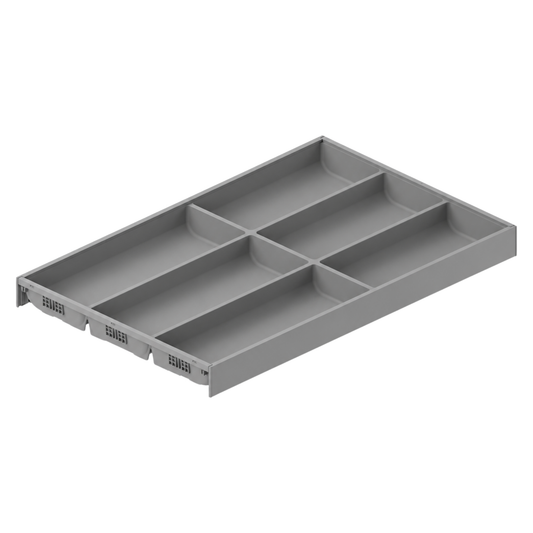 Blum AMBIA-LINE 500mm Soft Touch cutlery insert in Indium Grey for organised LEGRABOX and MERIVOBOX drawers