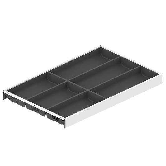 Blum AMBIA-LINE 500mm soft touch cutlery insert in Silk White and Grey for LEGRABOX and MERIVOBOX drawers