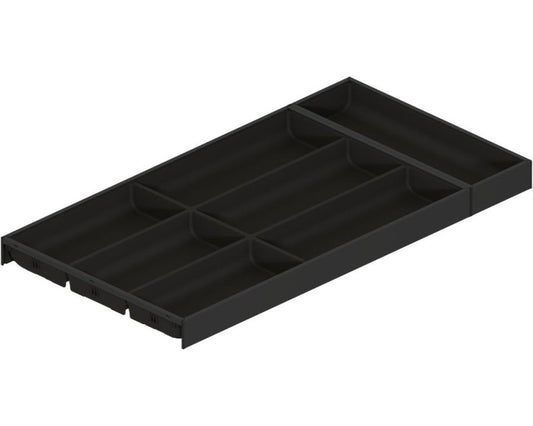 Blum AMBIA-LINE Soft Touch carbon black 600mm cutlery insert for kitchen drawers, durable drawer organiser by Wilson & Bradley.