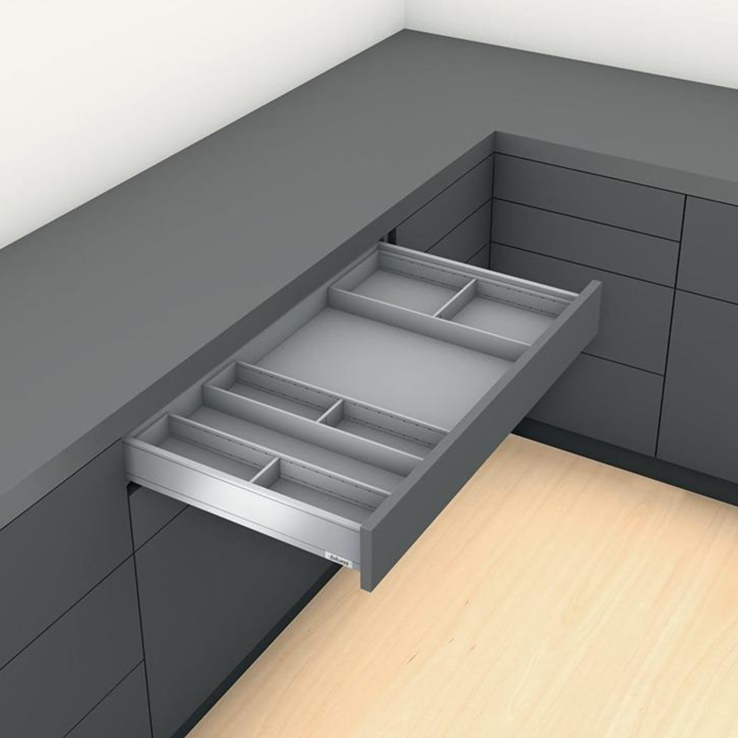 Blum AMBIA-LINE 600 mm steel frame drawer organiser in Orion Grey for LEGRABOX and MERIVOBOX – ZC7S600RS1