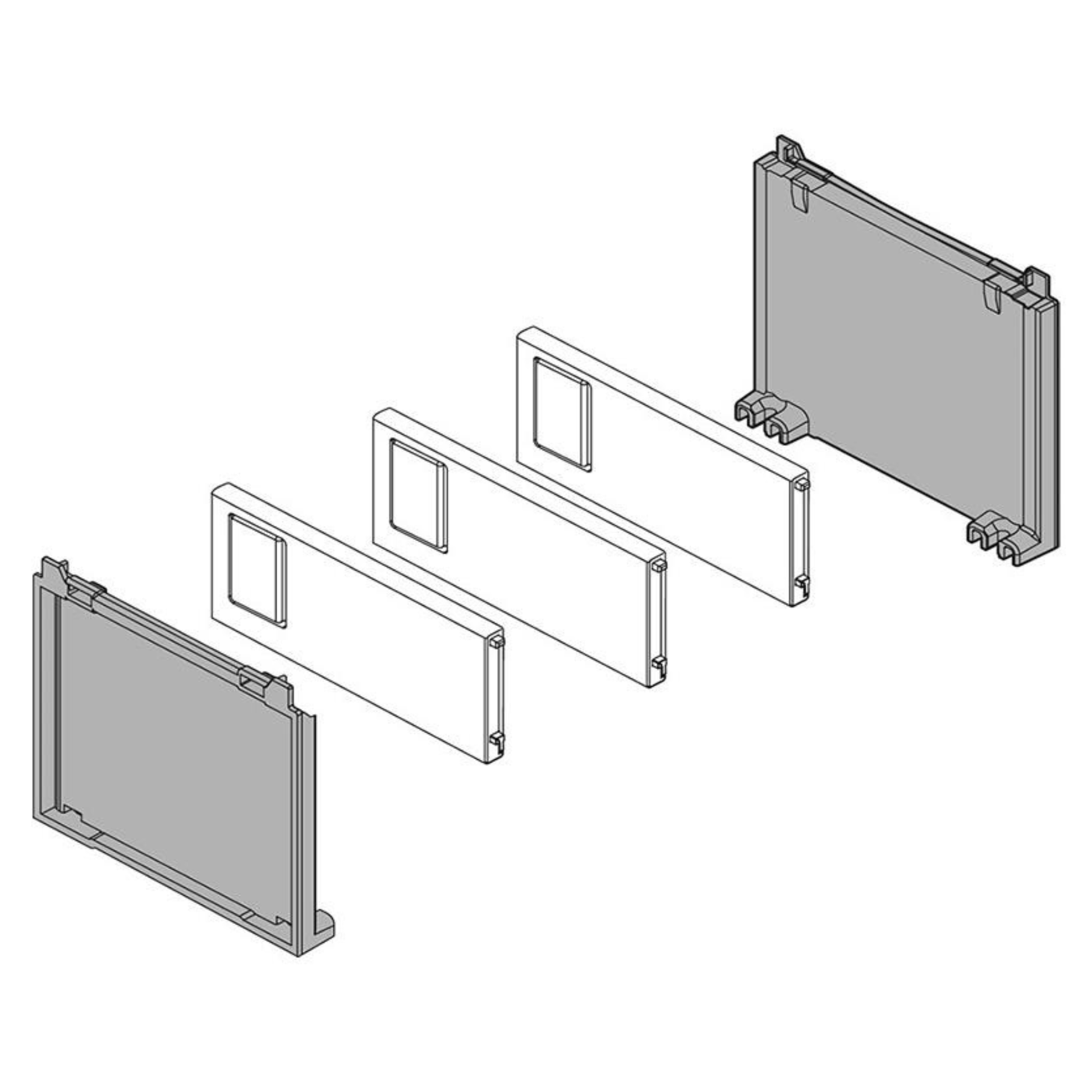 Blum AMBIA‑LINE 100 mm Orion Grey bottle set for drawer organisation with adapters and cross dividers – ZC7B0100S