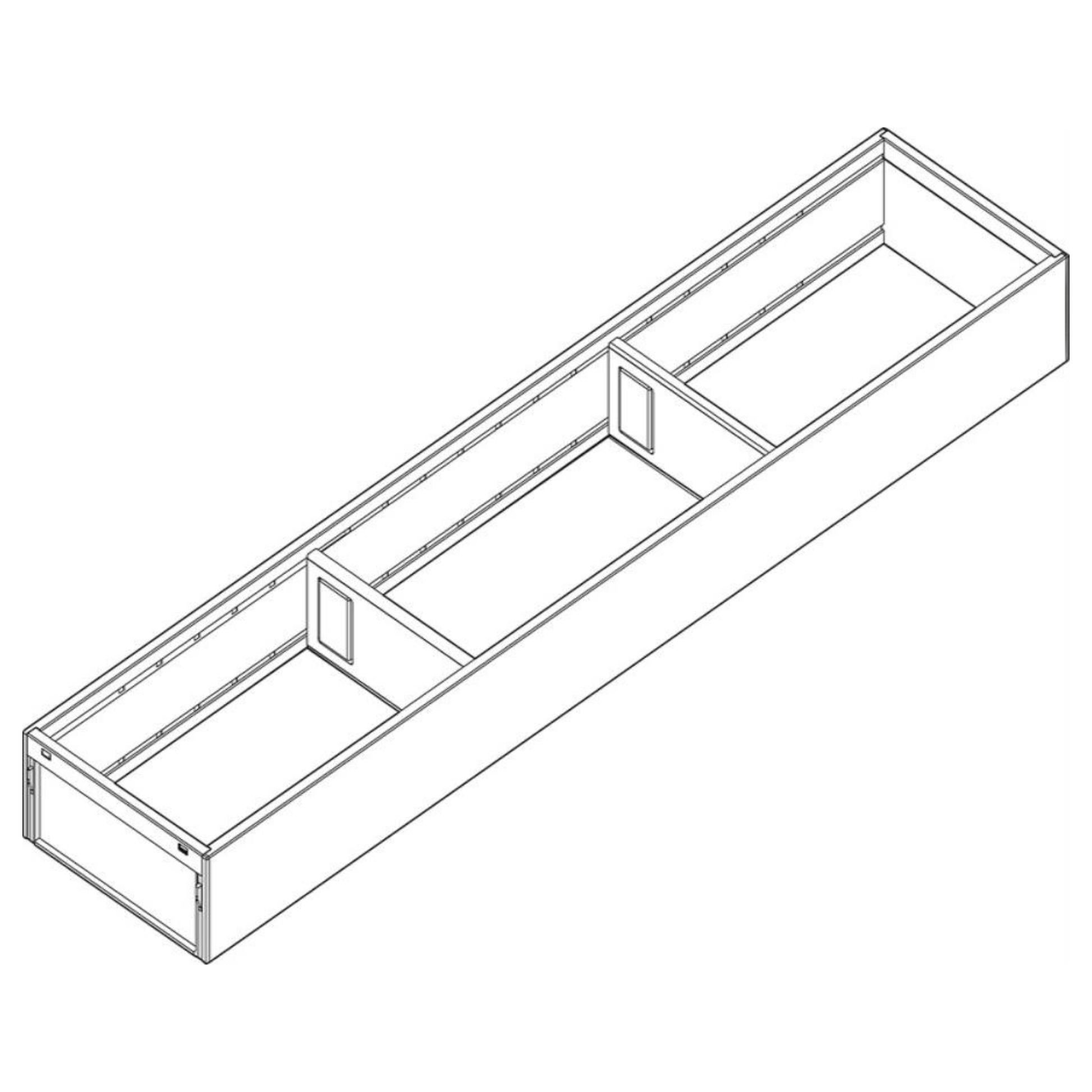 Blum AMBIA‑LINE 600 mm carbon black steel frame narrow drawer organiser for LEGRABOX and MERIVOBOX systems