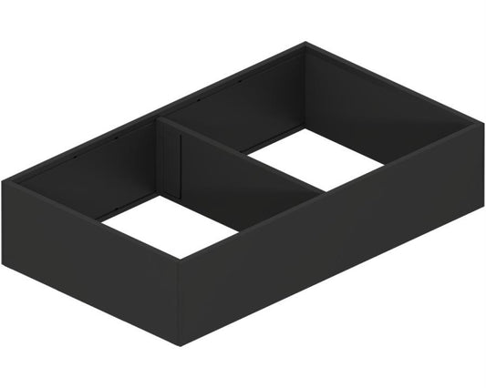 Blum AMBIA‑LINE 370 mm carbon black steel drawer frame with cross divider for LEGRABOX and MERIVOBOX internal organisation