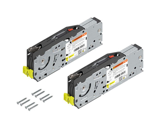 Blum AVENTOS HF top lift mechanism set with power factor 2700–13500, designed for smooth opening of cabinets using chipboard screw fixing