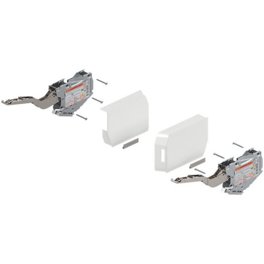 Blum AVENTOS HK‑S overhead stay lift mechanism set with TIP‑ON in white, power factor 400‑1000, smooth and silent operation for cabinets up to 600 mm
