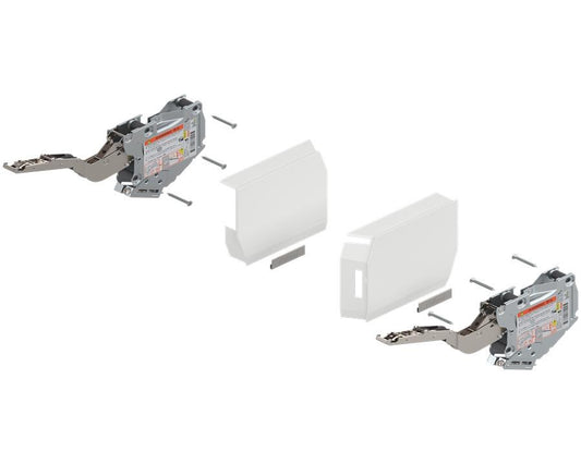 Blum AVENTOS HK‑S overhead stay lift mechanism set with TIP‑ON in white, power factor 960‑2215, smooth and silent operation for cabinets up to 600 mm