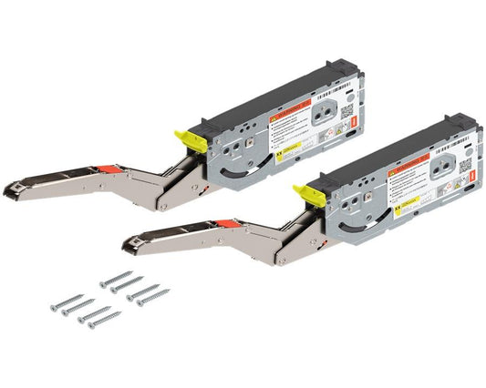 Blum AVENTOS HK top lift mechanism set, power factor 1730–5200, chipboard screws with positioning template, Servo‑Drive compatible, smooth cabinet lift
