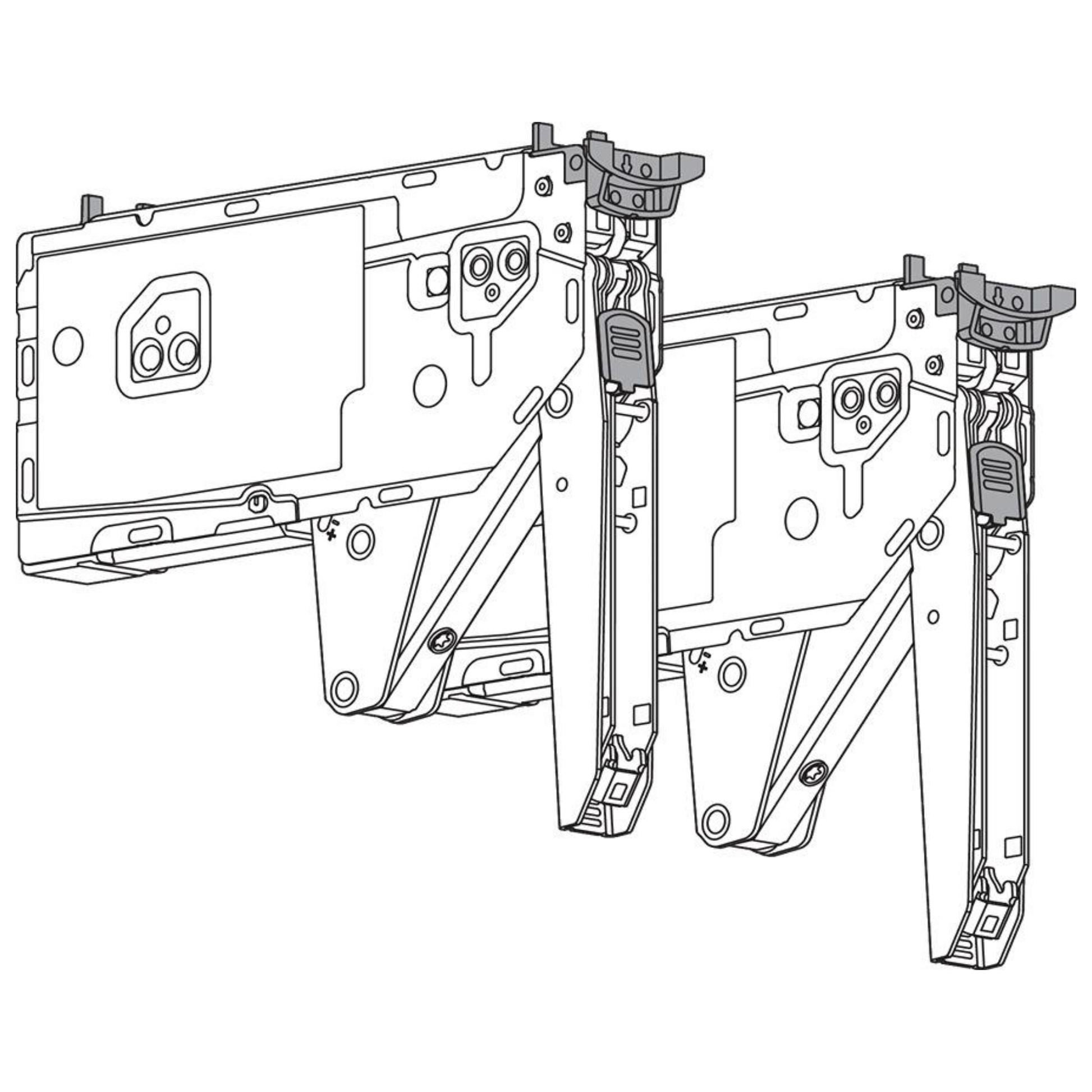 Blum AVENTOS HK Top lift mechanism set 22K2300 power factor 420‑1610 with chipboard screws and positioning template, compatible with SERVO‑DRIVE
