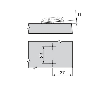 Blum 171A5070 +5° angled spacer cruciform screw‑on 6 mm, zinc nickel‑plated hinge adjustment spacer for cabinet hinges